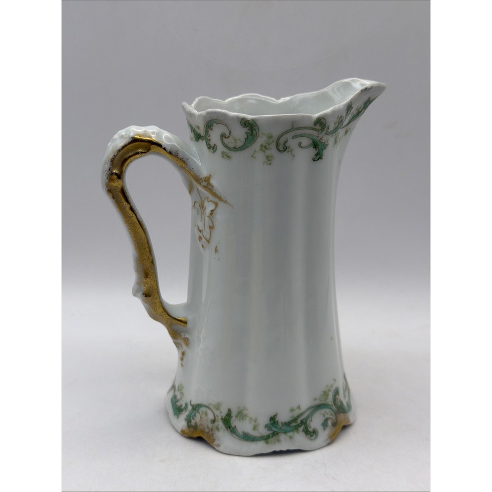 Theo Haviland Limoges Chocolate Pot Pitcher Schleiger 172-3 Gold Trim c.1900 5"